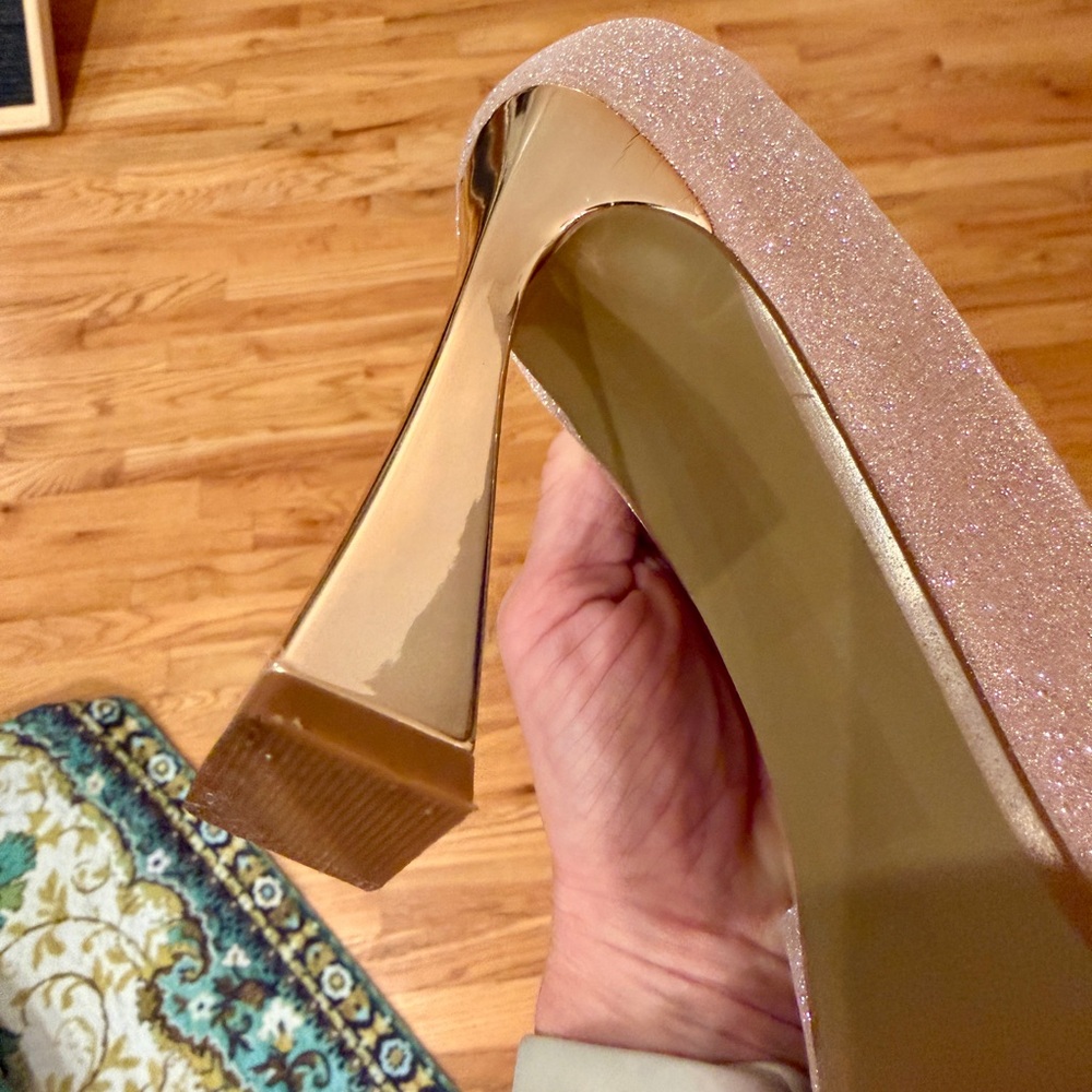 Betsey Johnson Glitter Heels with Bow - Champagne Blush 🥂 - Picture 9 of 11